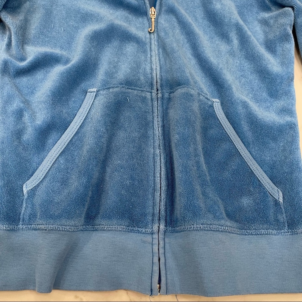 Juicy Couture blue terry cloth zip up hoodie with silver “J” - Picture 8 of 16